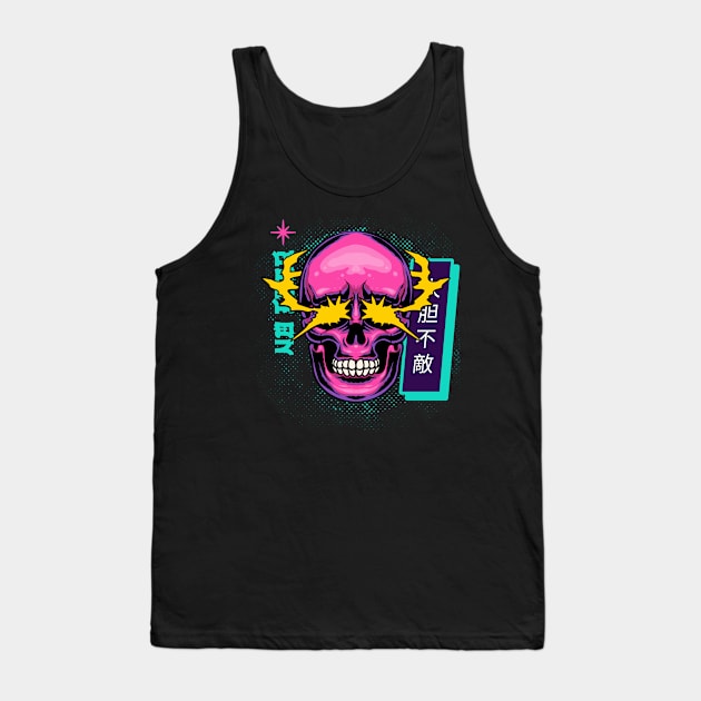 Neon Skull Laser Eyes Cyber Punk Tank Top by Tip Top Tee's